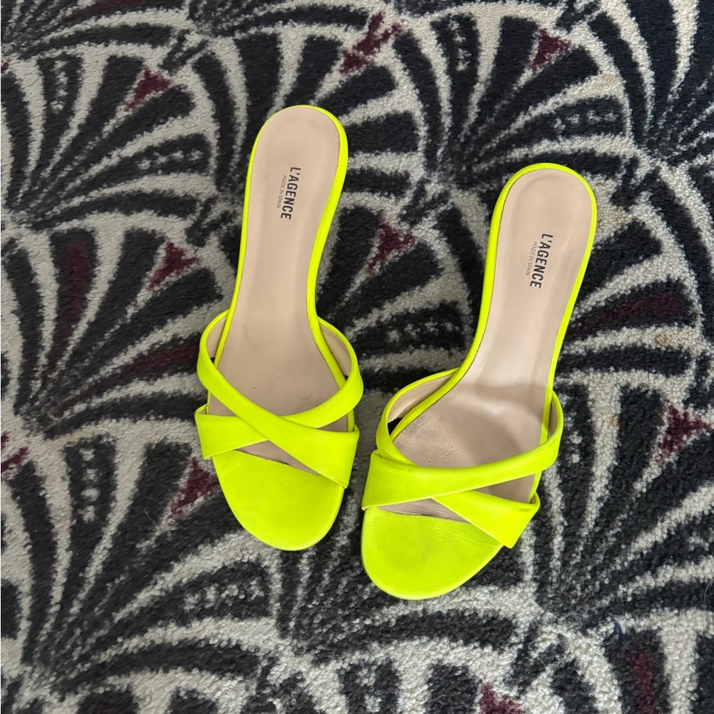 L'AGENCE Bright Yellow Slide Sandals 7.5